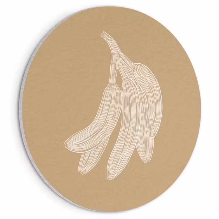 Akoestisch schilderij rond - Bananen - Beige - Lijntekening - Minimalistisch — 1