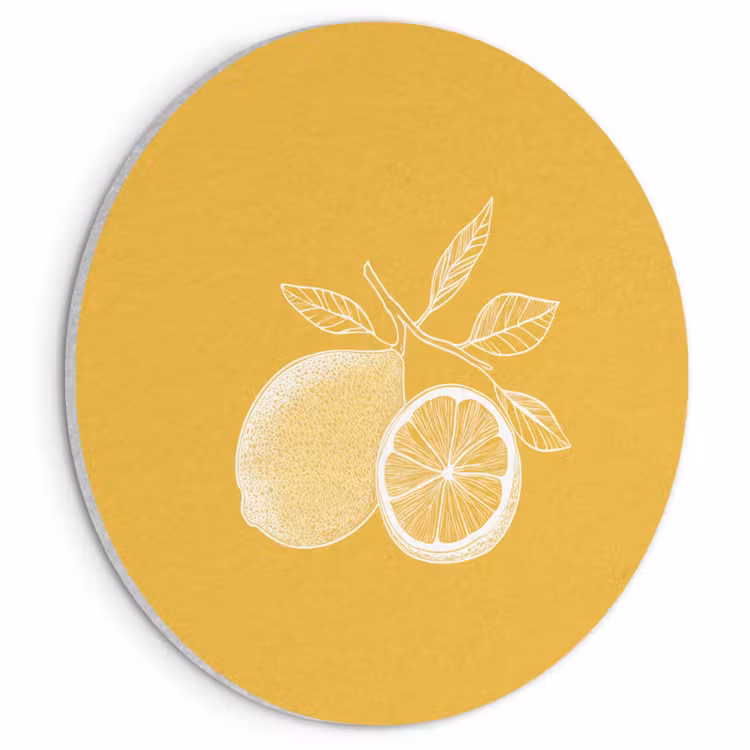 Akoestisch schilderij rond - Citroenen - Illustratie - Minimalistisch - Geel — 1