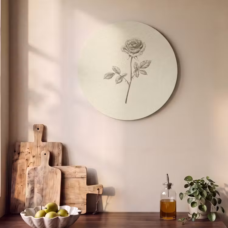 Akoestisch schilderij rond - Illustratie - Zwart - Roos — 4