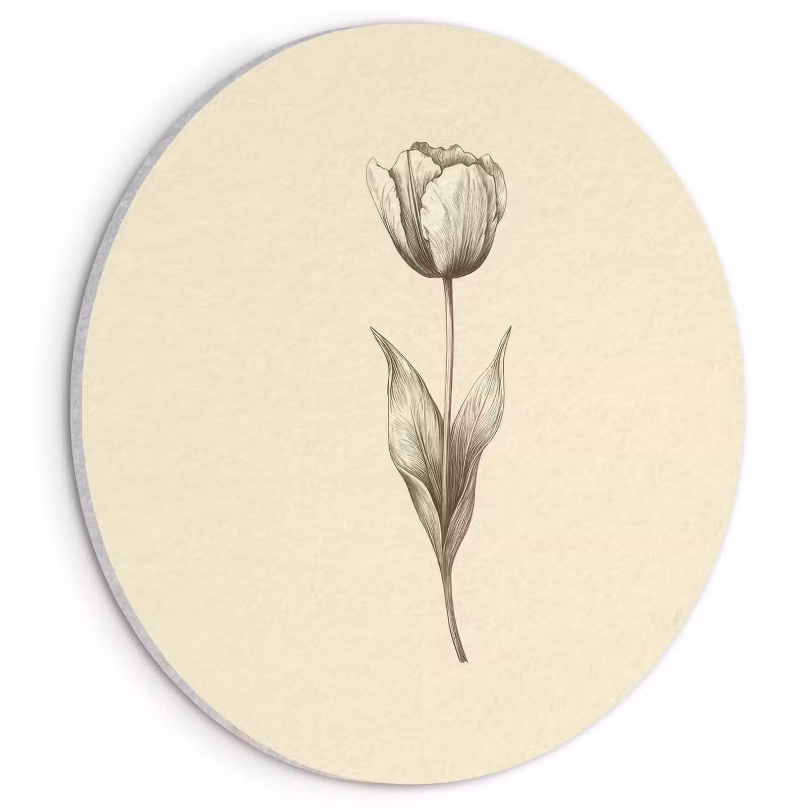 Akoestisch schilderij rond - Illustratie - Tulp - Zwart — 1