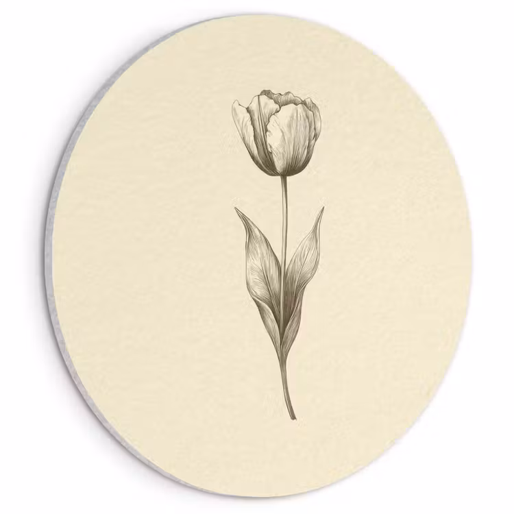 Akoestisch schilderij rond - Illustratie - Tulp - Zwart — 1
