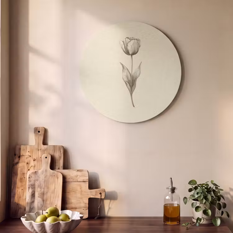 Akoestisch schilderij rond - Illustratie - Tulp - Zwart — 4