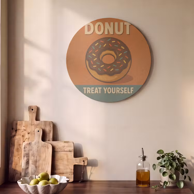 Akoestisch schilderij rond - Donut - Spikkels - Kleurrijk - Quote — 4