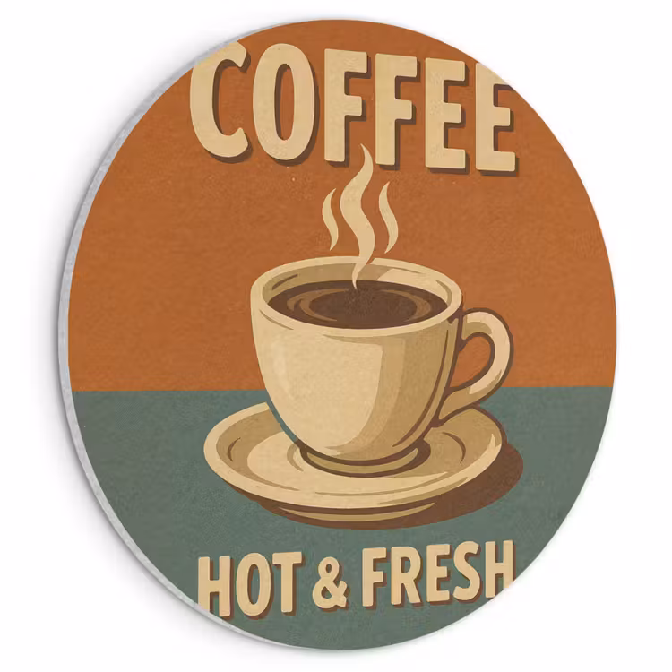 Akoestisch schilderij rond - Koffie - Kop - Vintage - Quote — 1