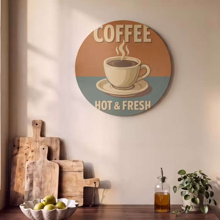 Akoestisch schilderij rond - Koffie - Kop - Vintage - Quote — 4
