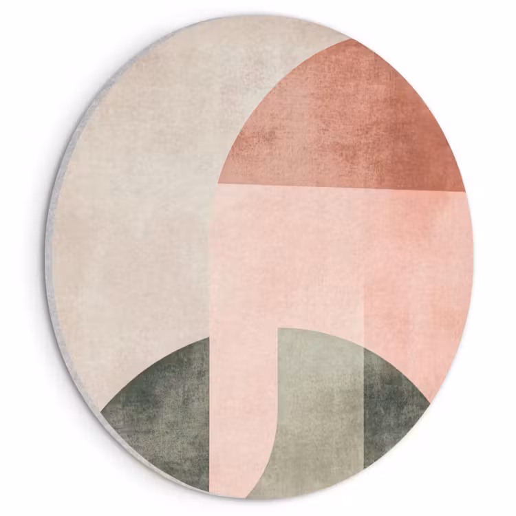 Akoestisch schilderij rond - Abstracte Geometrische Vormen Roze Saliegroen