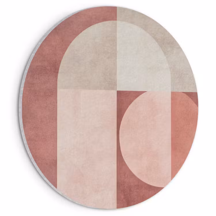 Akoestisch schilderij rond - Abstracte Geometrische Vormen Oudroze — 1