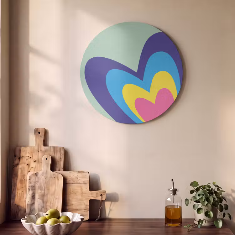 Akoestisch schilderij rond - Hartjes - Kleurrijk - Valentijn — 4