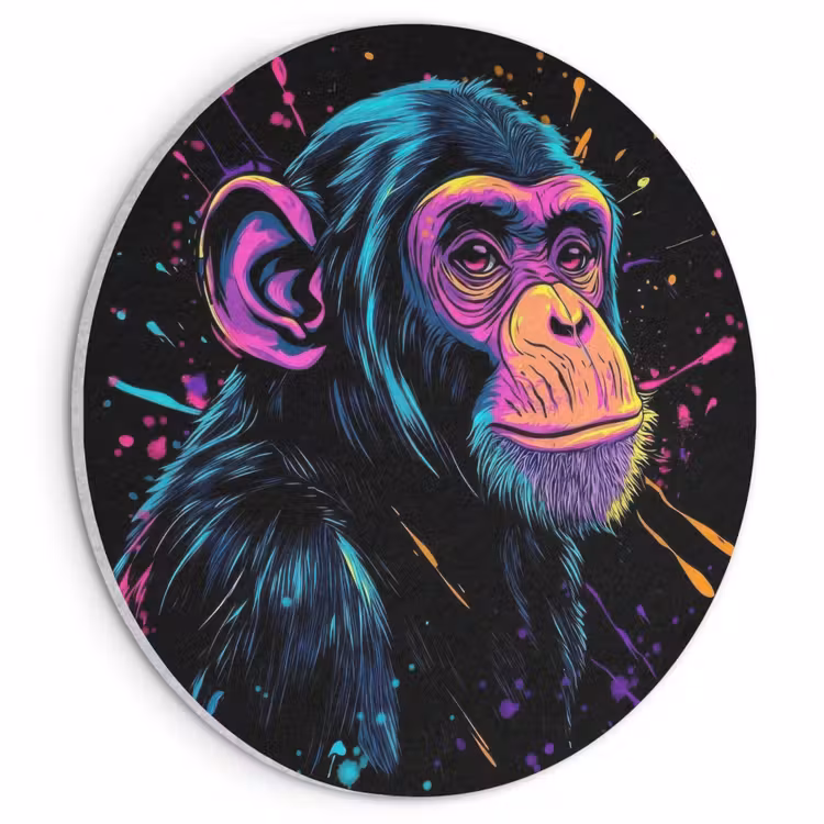 Akoestisch schilderij rond - Aap - Verf - Neon - Kleur — 1