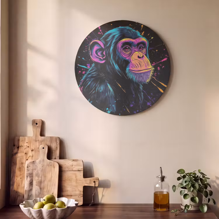 Akoestisch schilderij rond - Aap - Verf - Neon - Kleur — 4
