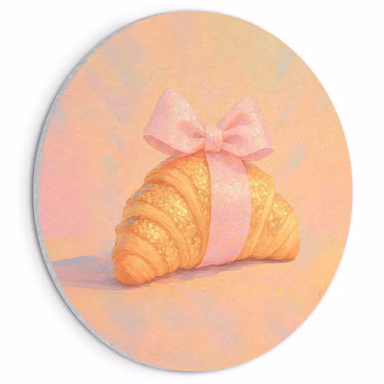 Akoestisch schilderij rond - Croissant - Strik - Roze — 1