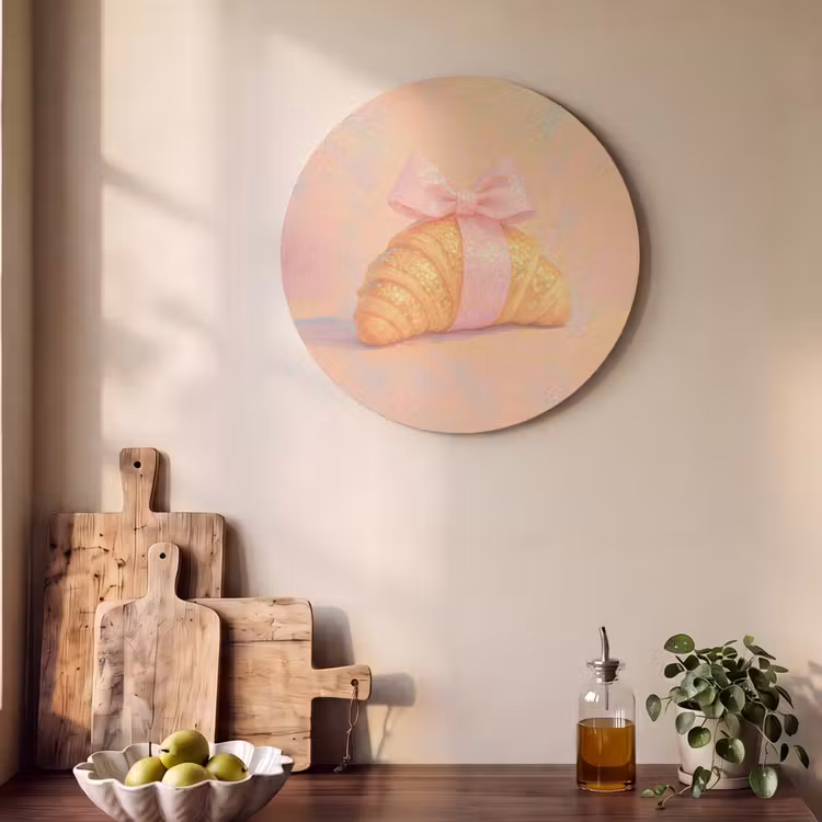 Akoestisch schilderij rond - Croissant - Strik - Roze — 4