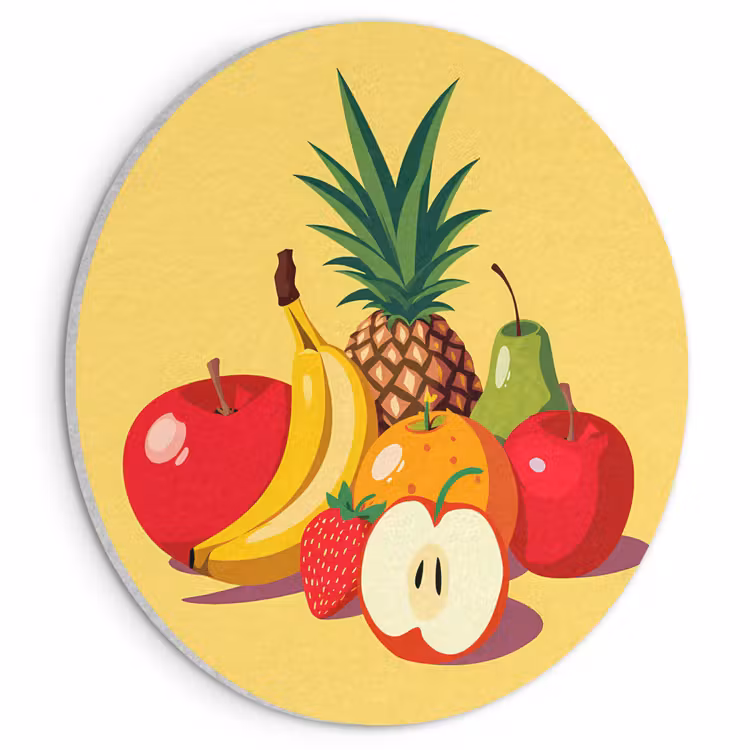 Akoestisch schilderij rond - Fruit - Illustratie - Kleurrijk — 1