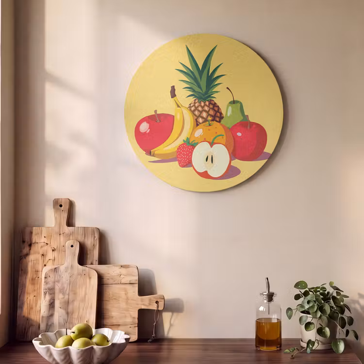 Akoestisch schilderij rond - Fruit - Illustratie - Kleurrijk — 4