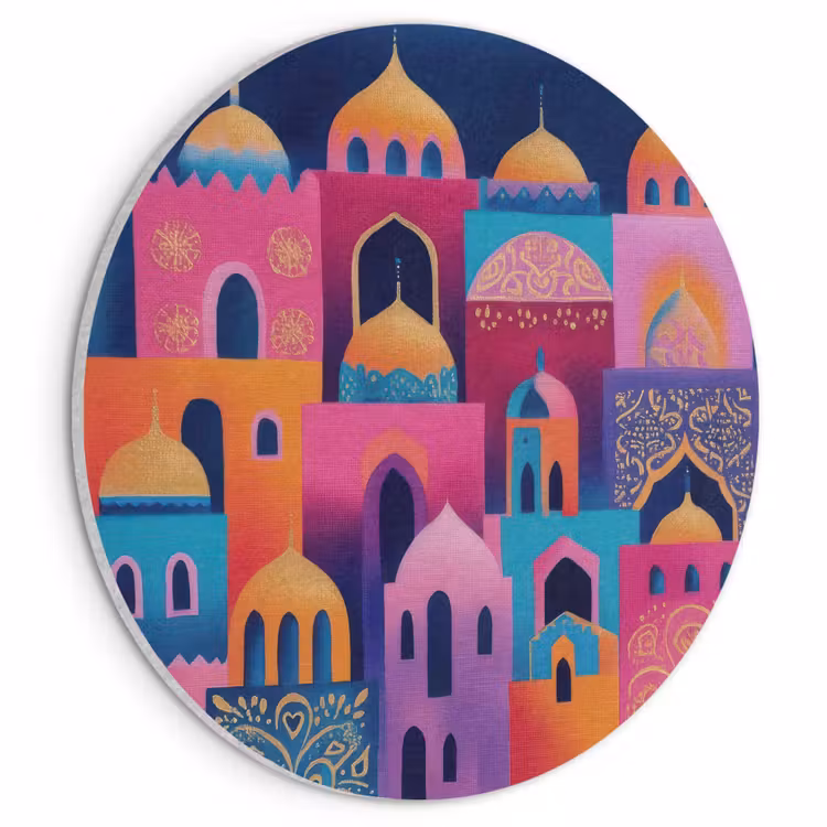 Akoestisch schilderij rond - Kleurrijk - Avond - Islamitisch — 1