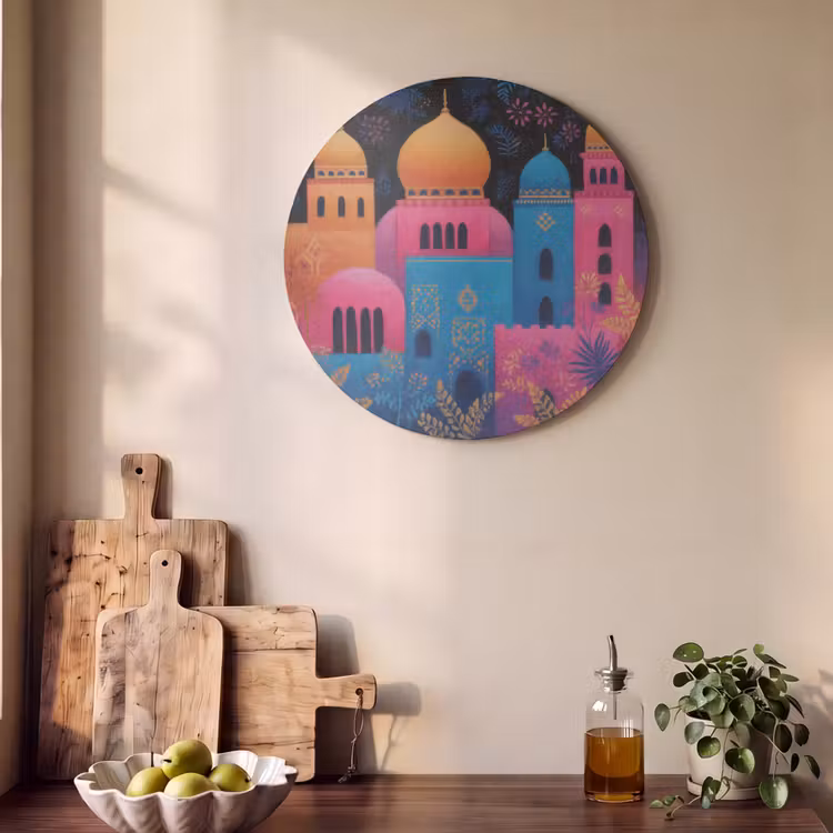 Akoestisch schilderij rond - Kleurrijk - Stad - Nacht - Islamitisch — 4