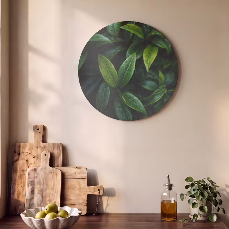 Akoestisch schilderij rond - Bladeren - Regendruppels - Licht - Groen — 4