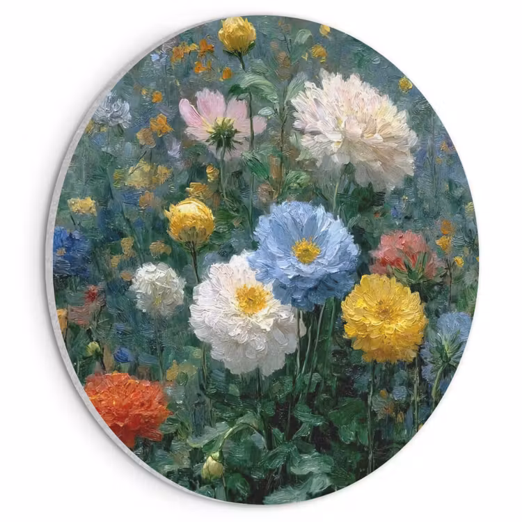 Akoestisch schilderij rond - Close-up - Veld - Bloemen - Kleurrijk — 1