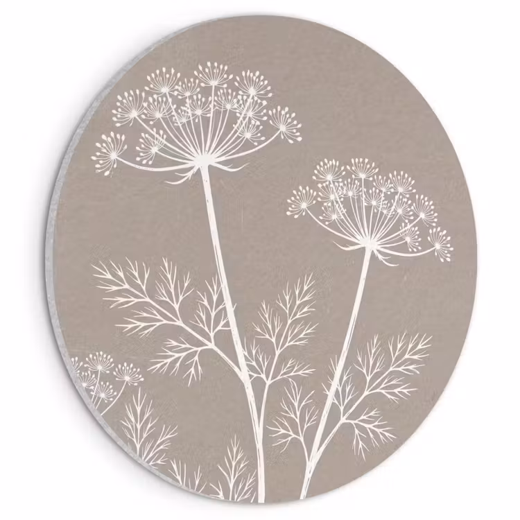 Akoestisch schilderij rond - Grafisch - Fluitenkruid - Taupe