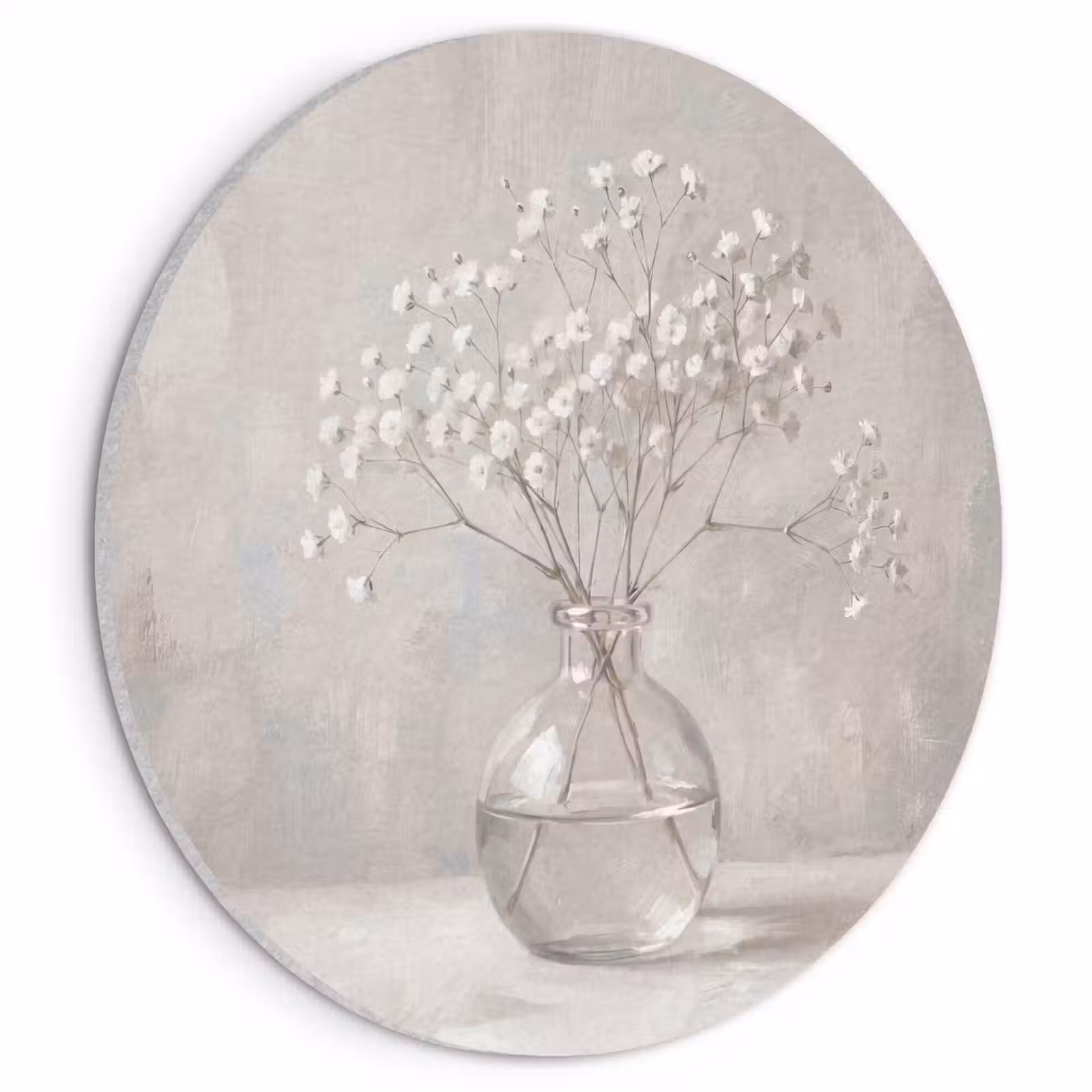 Akoestisch schilderij rond - Gipskruid - Vaas - Wit — 1