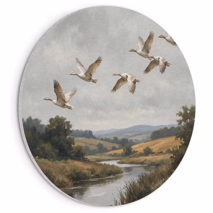 Akoestisch schilderij rond - Eenden - Rivier - Landschap - Vlucht - Nostalgisch