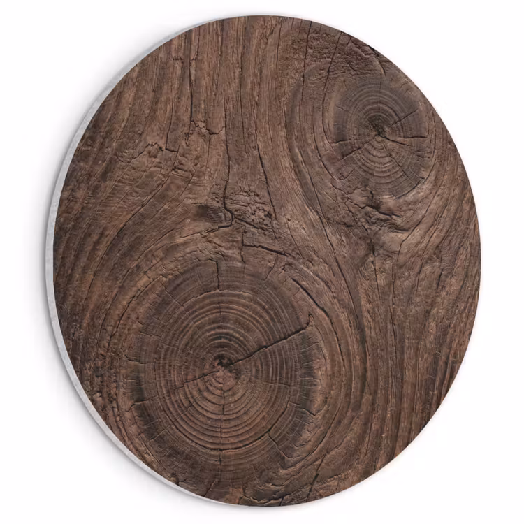 Akoestisch schilderij rond - Houtnerf - Textuur - Patroon - Bruin - Rustiek