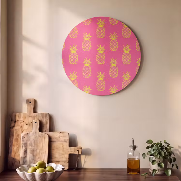Akoestisch schilderij rond - Ananas - Trendy - Roze — 4