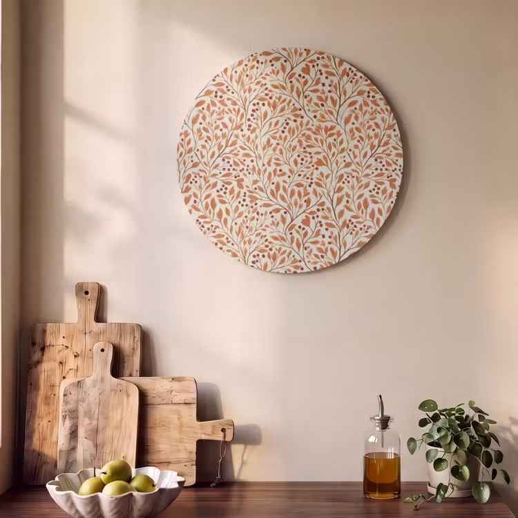 Akoestisch schilderij rond - Bladeren - Botanisch - Terracotta — 4