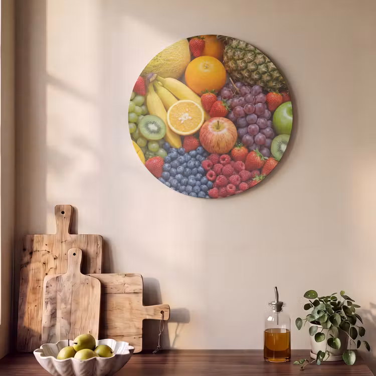Akoestisch schilderij rond - Eten - Fruit - Vers - Kleurrijk - Voeding — 4