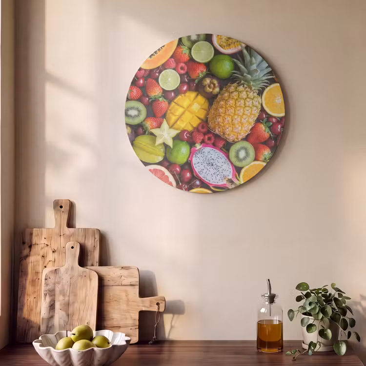 Akoestisch schilderij rond - Fruit - Assortiment - Vers - Gezond - Kleurrijk — 4
