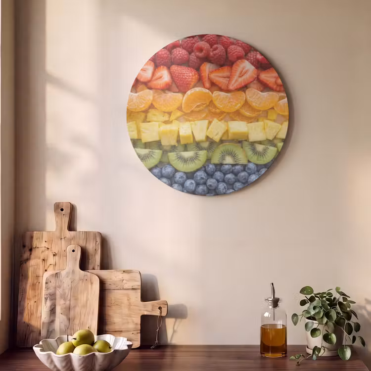 Akoestisch schilderij rond - Fruit - Regenboog - Gezond - Kleurrijk — 4