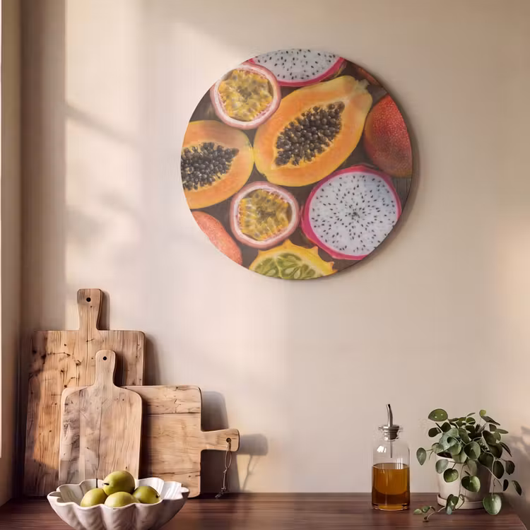 Akoestisch schilderij rond - Fruit - Geopend - Tropisch - Eten - Kleurrijk — 4