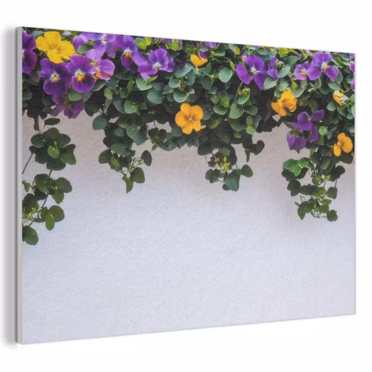 Akoestisch schilderij - Bloemen - Muur - Geel - Paars — 1