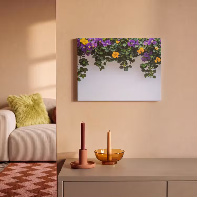Akoestisch schilderij - Bloemen - Muur - Geel - Paars — 2