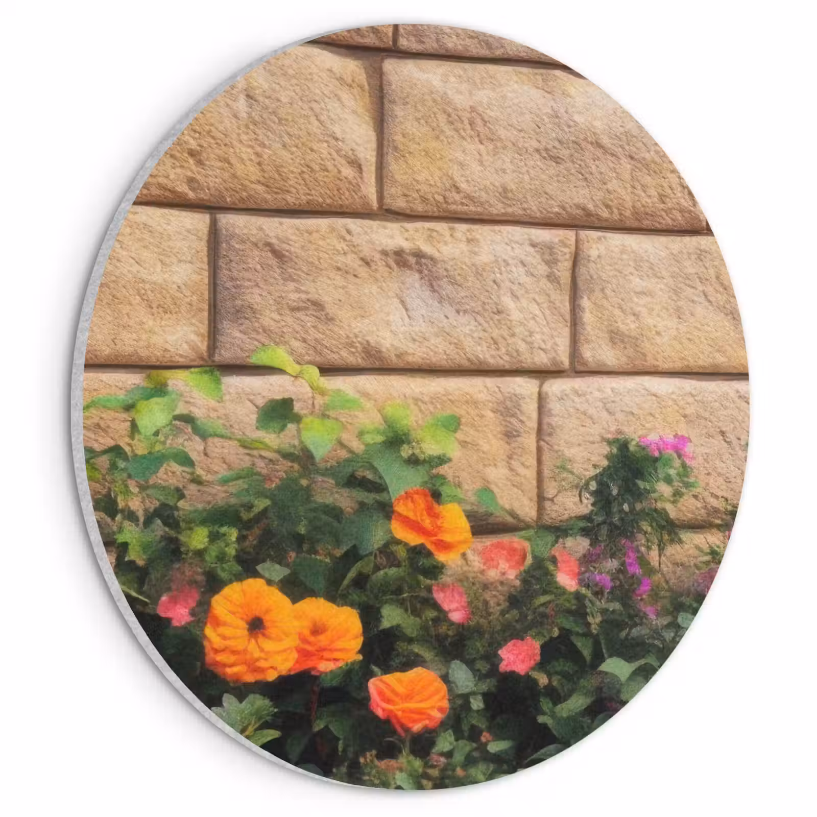 Akoestisch schilderij - Bloemen - Bakstenen - Kleurrijk — 1