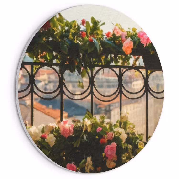 Akoestisch schilderij - Bloemen - Hek - Stadszicht - Zomer — 1