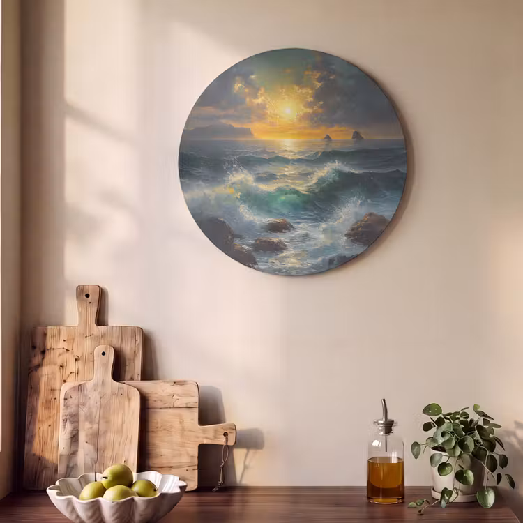 Akoestisch schilderij rond - Zee - Zon - Golven - Rotsen — 4