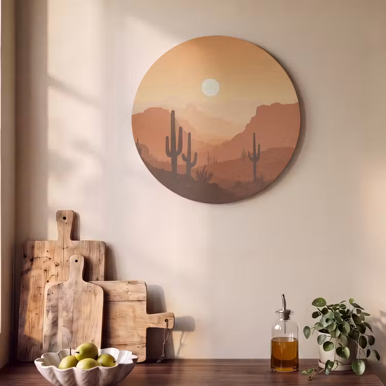 Akoestisch schilderij rond - Landschap - Woestijn - Cactussen - Zon — 4