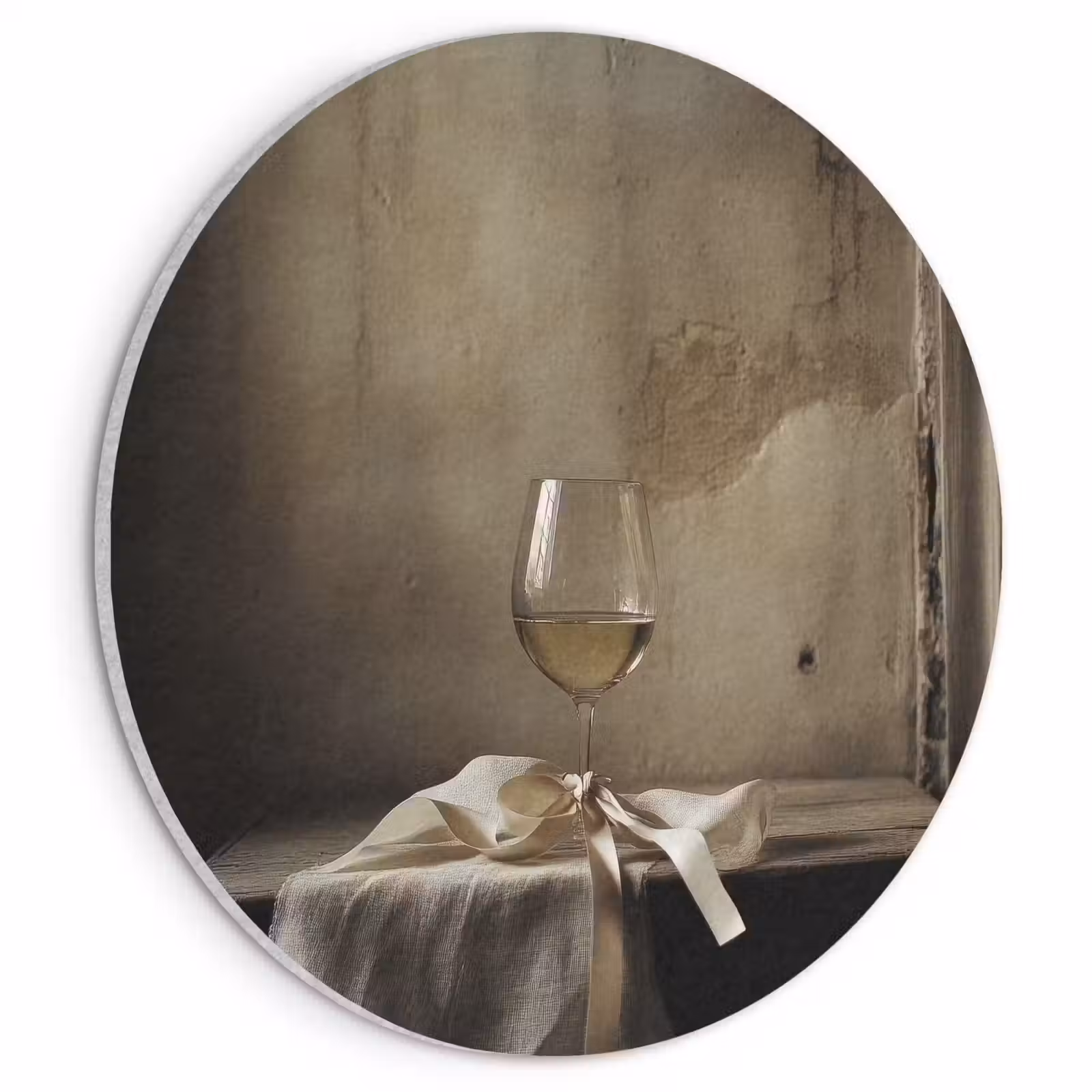 Akoestisch schilderij rond - Strik - Beige - Witte - Wijn — 1