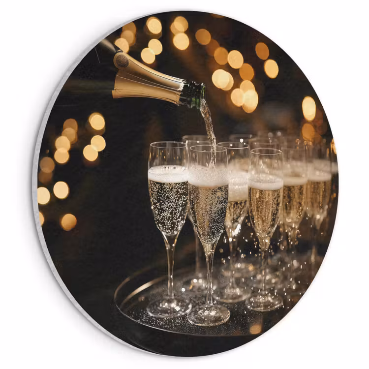 Akoestisch schilderij rond - Lichter - Champagner - Gläser — 1