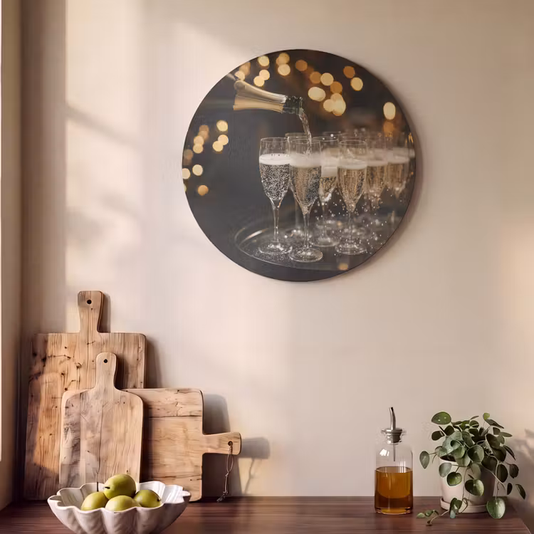 Akoestisch schilderij rond - Lichter - Champagner - Gläser — 4