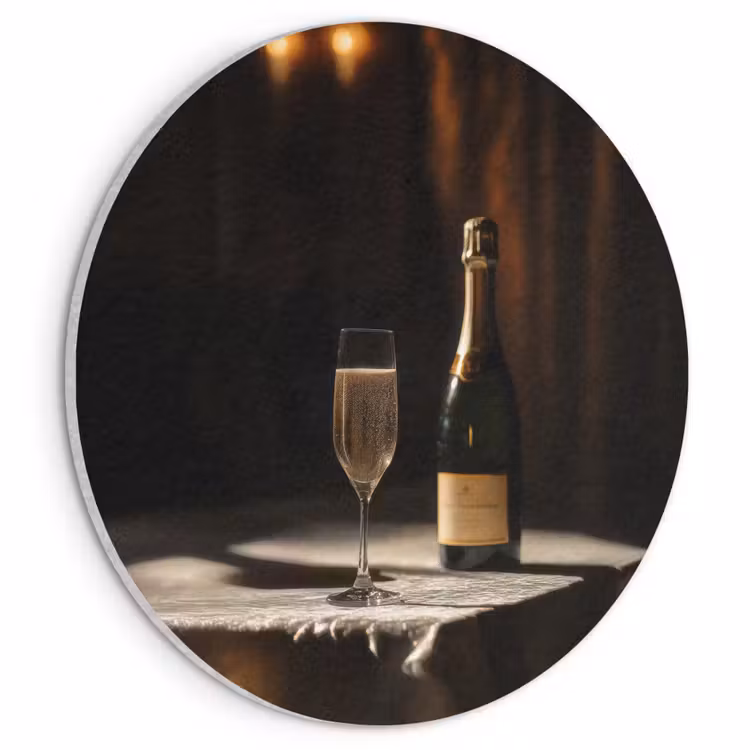 Akoestisch schilderij rond - Prosecco - Bubbels - Sfeervol - Drank — 1