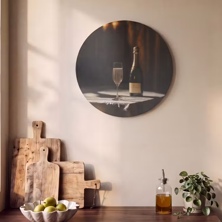 Akoestisch schilderij rond - Prosecco - Bubbels - Sfeervol - Drank — 4