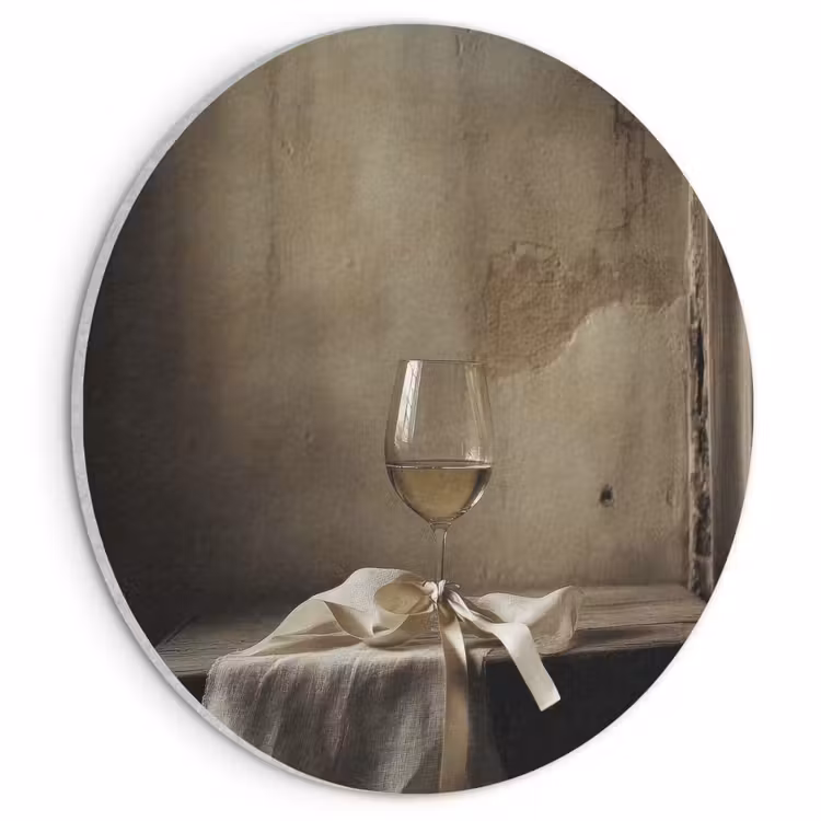 Akoestisch schilderij rond - Strik - Beige - Witte - Wijn — 1