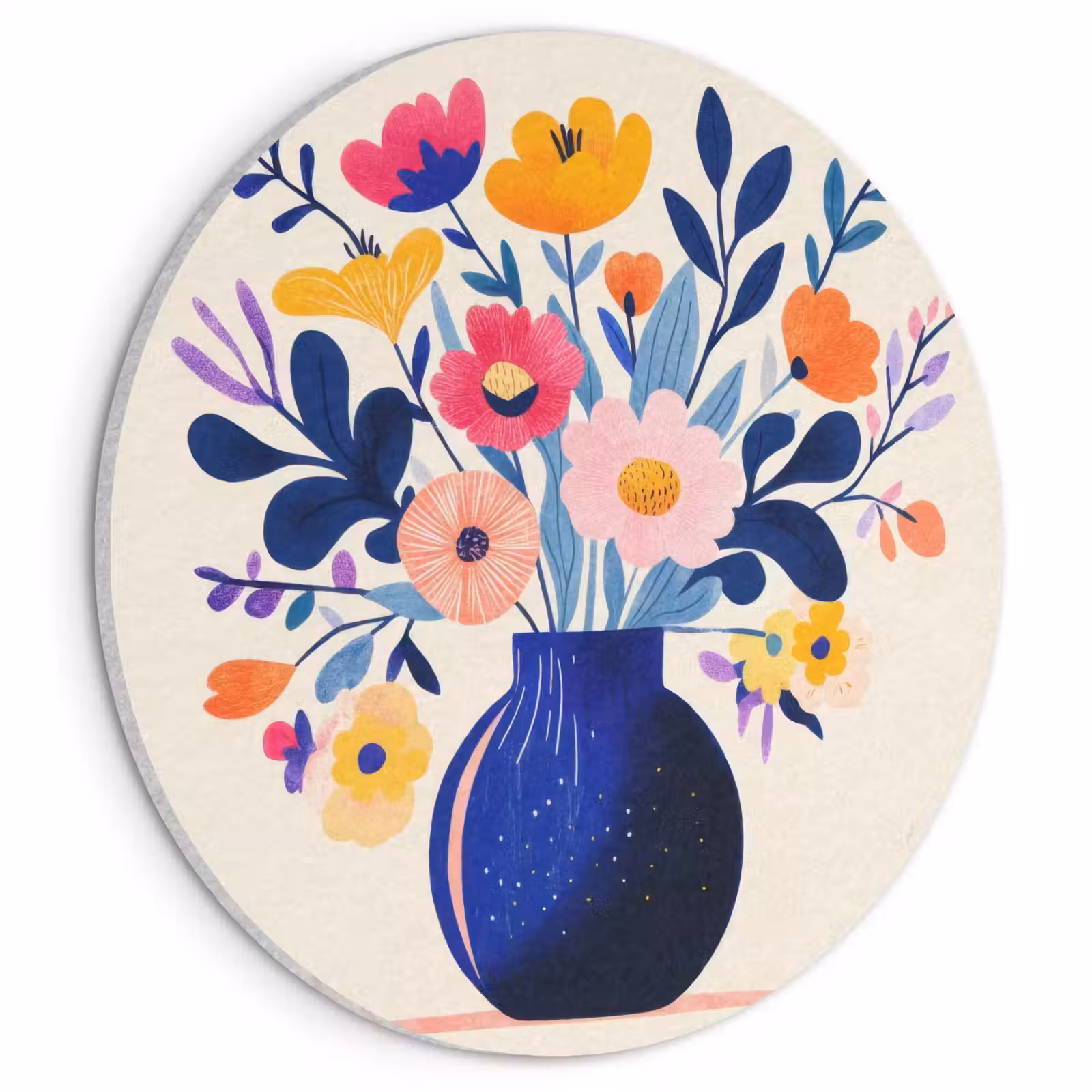 Akoestisch schilderij rond - Vaas - Bloemen - Boeket — 1