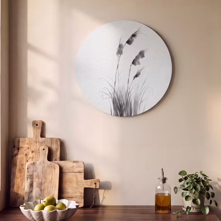 Akoestisch schilderij rond - Minimalistisch - Stelen - Wit — 4