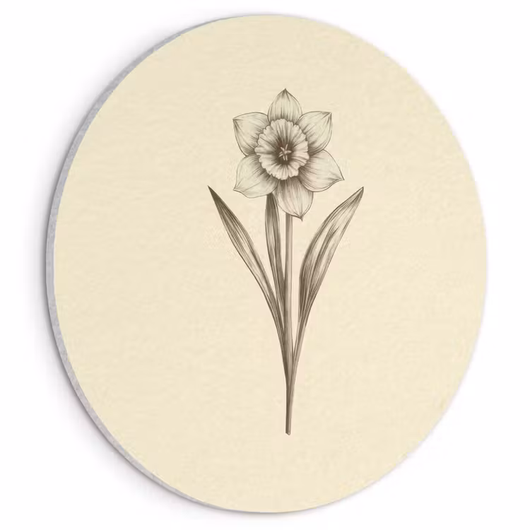 Akoestisch schilderij rond - Zwart - Narcis - Illustratie — 1