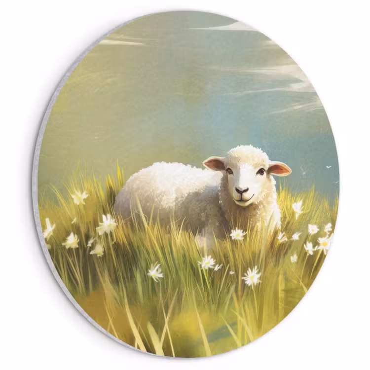Akoestisch schilderij rond - Schaap - Weide - Groen — 1