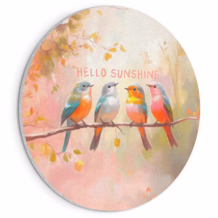Akoestisch schilderij rond - Vogels - Tak - Quote - Roze — 1