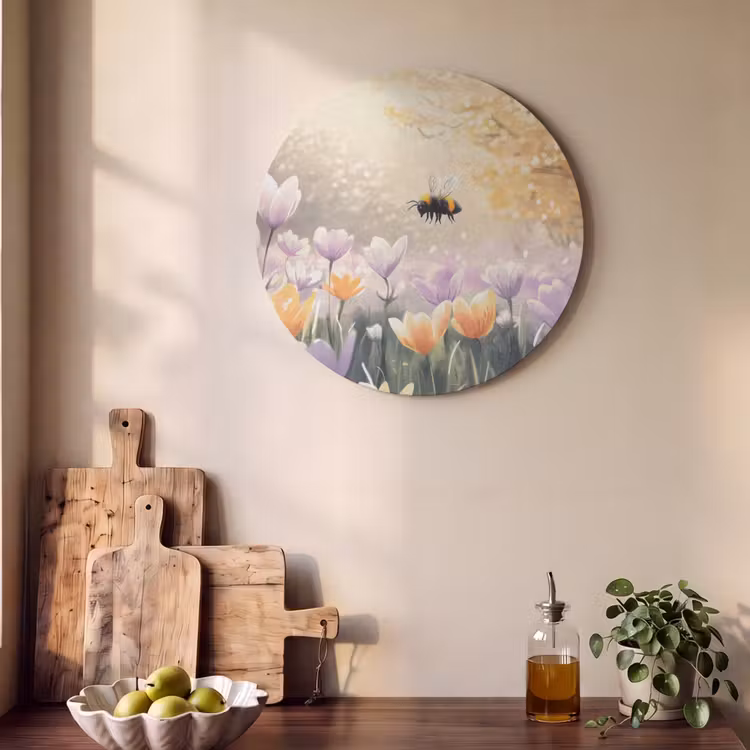 Akoestisch schilderij rond - Viooltjes - bij - Zonlicht — 4
